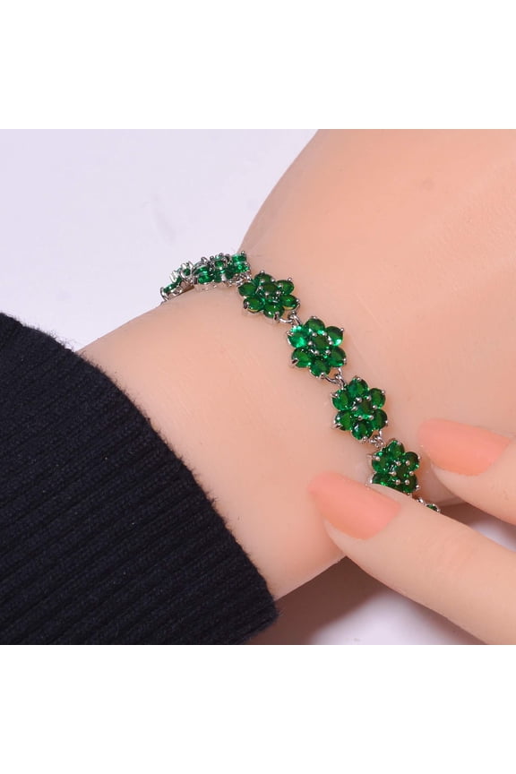 Tsavorite 925 Sterling Silver Tennis Bracelet 6.99" B_9741_709_12