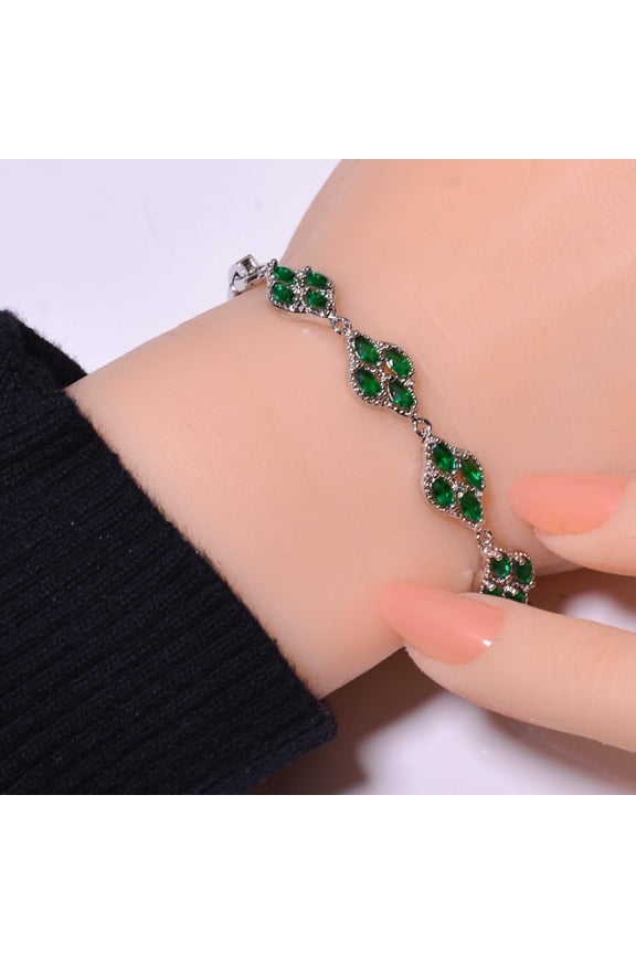 Tsavorite 925 Sterling Silver Tennis Bracelet 8.99" B12