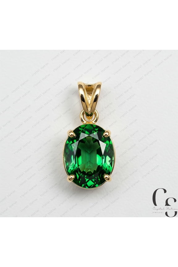 Tsavorite Necklace Pendant 4.42 Carat Sterling Silver, January Birthstone, Real Genuine Natural Green Garnet Jewelry