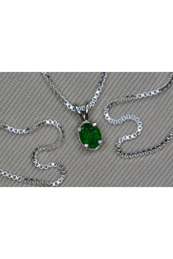 Tsavorite Necklace Pendant 4.42 Carat Sterling Silver, January Birthstone, Real Genuine Natural Green Garnet Jewelry