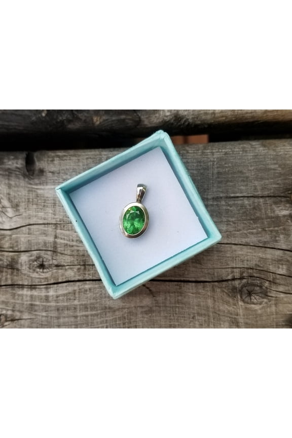 Tsavorite Necklace Pendant 4.42 Carat Sterling Silver, January Birthstone, Real Genuine Natural Green Garnet Jewelry
