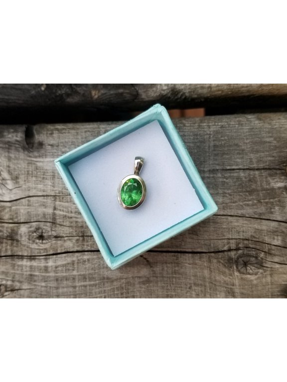 Tsavorite Necklace Pendant 4.42 Carat Sterling Silver, January Birthstone, Real Genuine Natural Green Garnet Jewelry