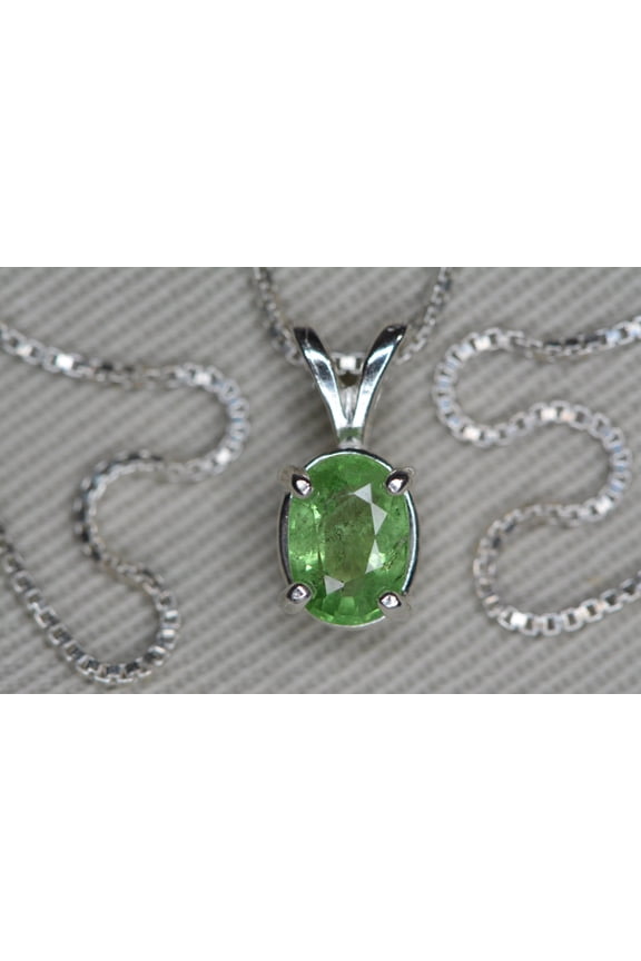 Tsavorite Necklace Pendant 4.42 Carat Sterling Silver, January Birthstone, Real Genuine Natural Green Garnet Jewelry