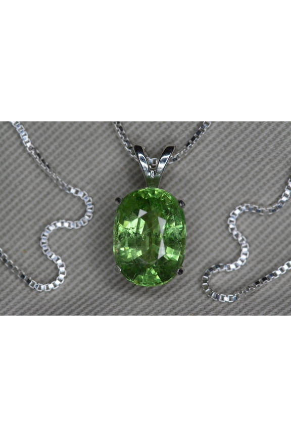 Tsavorite Necklace Pendant 4.42 Carat Sterling Silver, January Birthstone, Real Genuine Natural Green Garnet Jewelry