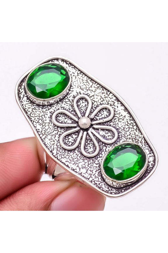 Tsavorite Quartz 925 Sterling Silver Jewelry Ring s.9 F2542, Gemstone Jewelry, Birthday Gift, Christmas Gift