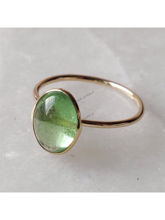 Tsavorite Ring: Natural Green Garnet, 14k Yellow Gold, January Birthstone