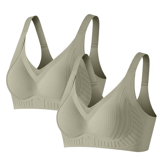Tsesme 2 Pack Women's Wireless Bras Adjustable Strap Comfy Bralette Back Closure Push up Padded Full Cup Bra