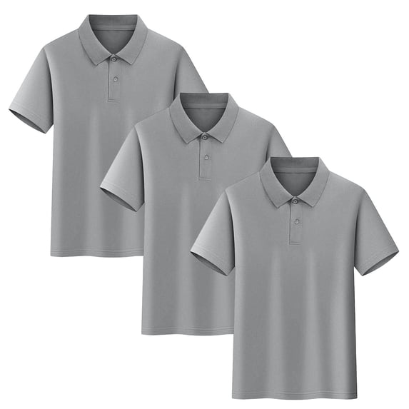 Tsesme 3 Pack Boys Button Short Sleeve Shirts, Kids Basic Collared Uniform Tops, Breathable Casual Back to School Tops 3T