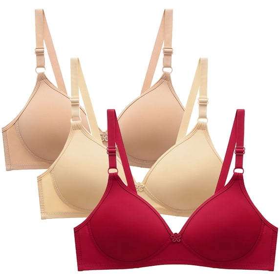 Tsesme 3 Pack Seamless Wireless Bras for Women Adjustable Strap Small Cup Bras Push up Comfy Everyday Bralettes