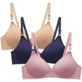 thumbnail image 1 of Tsesme 3 Pack Women Bras Adjustable Straps Comfy Wireless Bralettes Push up Small Cup T-Shirt Bras, 1 of 6