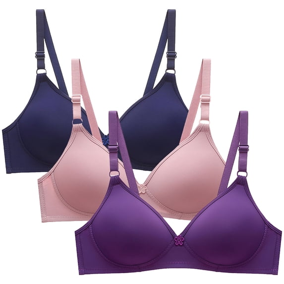 Tsesme 3 Pack Women Bras Adjustable Straps Comfy Wireless Bralettes Push up Small Cup T-Shirt Bras