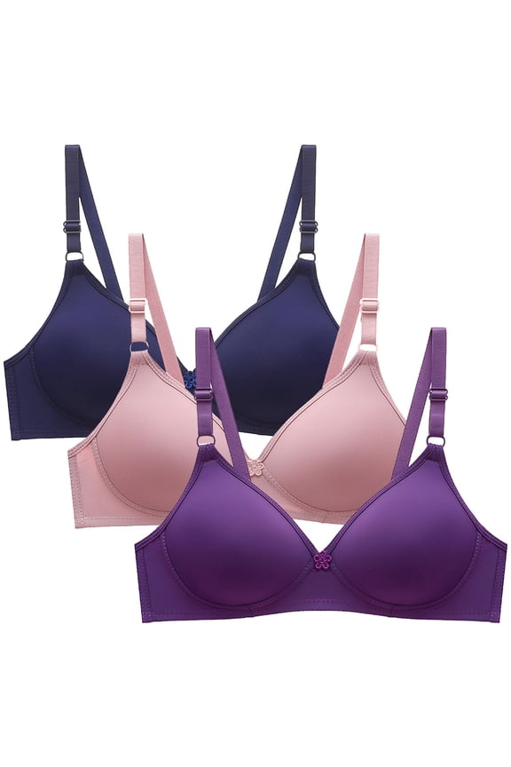 3 Pack Women Bras Adjustable Straps Comfy Wireless Bralettes Push up Small Cup T-Shirt Bras