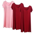 thumbnail image 1 of Tsesme 3 Pack Women's Nightgown with Built in Bra Soft Comfy Sleepwear Summer Short Sleeve Nightshirts, 1 of 2