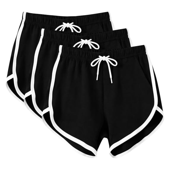 Tsesme 3pc Athletic Shorts for Women Lightweight Casual Summer Running Workout Shorts Comfy Breathable Home Daily Shorts with Pockets ,Black,XL