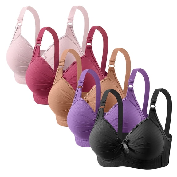 Tsesme 5 Pack Bras for Women No Underwire Full Cup Bras Fashion Push up Comfy Support Lifting Bralette