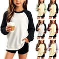 thumbnail image 1 of Tsesme Boys Girls Raglan Long Sleeve Sweatshirt - Casual Color Block Crew Neck Shirt - Fall Loose Sports Pullover Tops 14-15 Years, 1 of 8