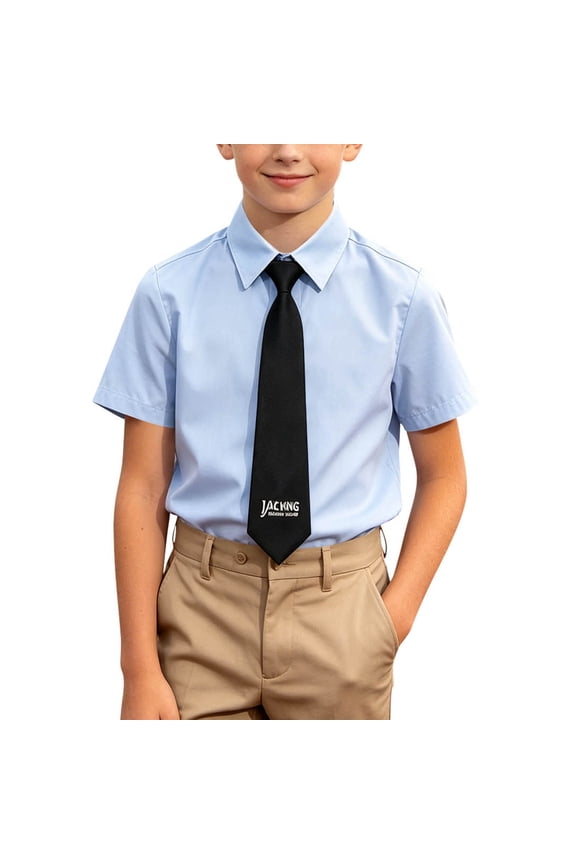Boys Girls Short Sleeve Dress Shirt with Tie, Preppy School Uniform Collared Tops, Summer Formal & Casual Wear 5T