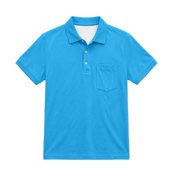 Tsesme Boys School Uniform Short Sleeve Tops, Lapel Collar Button down Summer Shirt with Pockets 2-15 Years 2T