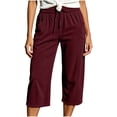 thumbnail image 1 of Tsesme Corduroy Capris for Women Drawstring Elastic Waist Cropped Trousers with Pockets Fall Loose Fits Comfy Bottom Daily Wear, 1 of 8