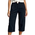 thumbnail image 1 of Tsesme Corduroy Capris for Women Drawstring Elastic Waist Cropped Trousers with Pockets Fall Loose Fits Comfy Bottom Daily Wear, 1 of 8