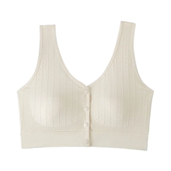 Tsesme Front Closure Bras for Women Full Cup Wireless Ribbed Bra Support Push up Everyday Bralettes