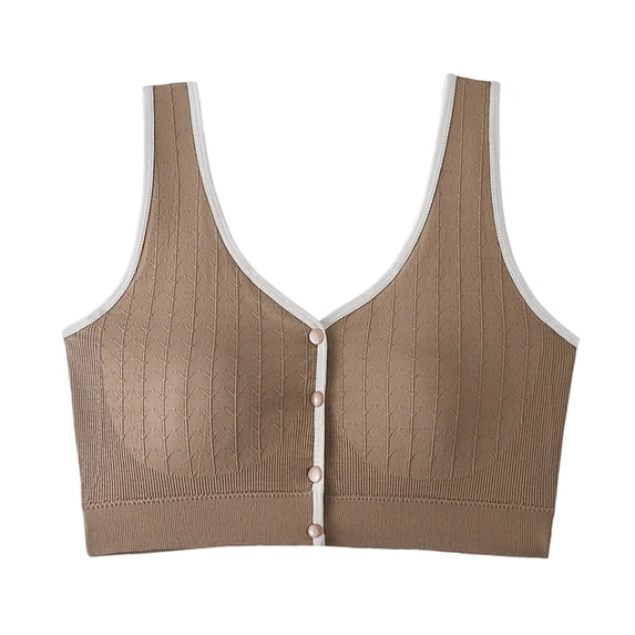 Tsesme Front Closure Bras for Women Full Cup Wireless Ribbed Bra Support Push up Everyday Bralettes