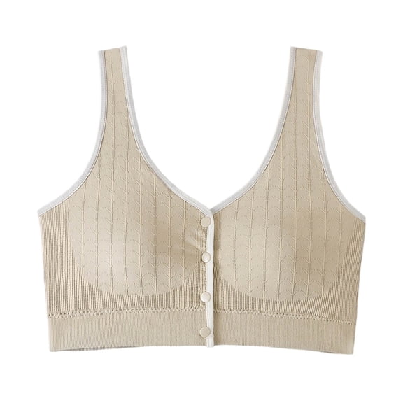 Tsesme Front Closure Bras for Women Full Cup Wireless Ribbed Bra Support Push up Everyday Bralettes