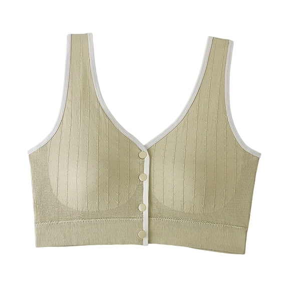 Tsesme Front Closure Bras for Women Full Cup Wireless Ribbed Bra Support Push up Everyday Bralettes
