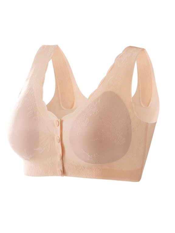 Front Closure Bras for Women Full Cup with Pads Wireless Seamless Comfy Daily Bra
