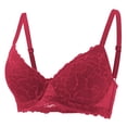 thumbnail image 1 of Tsesme Lace Bras for Women No Underwire Push up Mininizers Spaghetti Strap Lifting Deep V-Neck Bras, 1 of 7