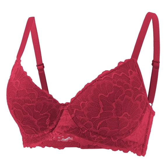 Tsesme Lace Bras for Women No Underwire Push up Mininizers Spaghetti Strap Lifting Deep V-Neck Bras