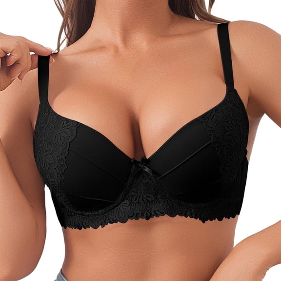 Tsesme Lace Bras for Women with Underwire Soft Push up Support Comfy Everyday Plus Size Bralette