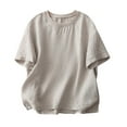 thumbnail image 1 of Tsesme Linen T-shirt for Women Round Neck Short Sleeve Loose Tees Summer Casual Comfy Basic Tops, 1 of 8