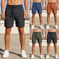 thumbnail image 1 of Tsesme Men's Shorts Button Elastic Waist Loose Casual Shorts with Zipper Pocket Summer Lightweight Outdoor Fitness Shorts ,Black,3XL, 1 of 5