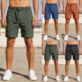 thumbnail image 1 of Tsesme Men's Shorts Button Elastic Waist Loose Casual Shorts with Zipper Pocket Summer Lightweight Outdoor Fitness Shorts ,Green,M, 1 of 6