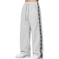 thumbnail image 1 of Tsesme Men's Straight Leg Sweatpants, Side Stripe Patchwork Loose Track Pants, Drawstring Elastic Waist Casual Athletic Trousers,3XL, 1 of 9