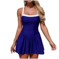 thumbnail image 1 of Tsesme One Piece Swim Dress for Women Adjustable Strap Color Block Swim Skirt with Removable Padded Swimwear, 1 of 7