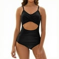 thumbnail image 1 of Tsesme One Piece Swimsuit Women Cut out Backless Bathing Suit V-Neck Slimming Ruched Swimsuits, 1 of 7