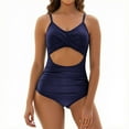 thumbnail image 1 of Tsesme One Piece Swimsuit Women Cut out Backless Bathing Suit V-Neck Slimming Ruched Swimsuits, 1 of 7