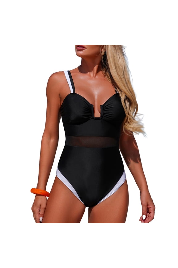 One Piece Swimsuit for Women 2026 Cutout Push up Bathing Suit Halter Slimming Monokini Swimwear