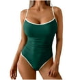 thumbnail image 1 of Tsesme One Piece Swimsuit for Women Slimming Bathing Suit Color Block Spaghetti Strap High Cut Swimwear, 1 of 6