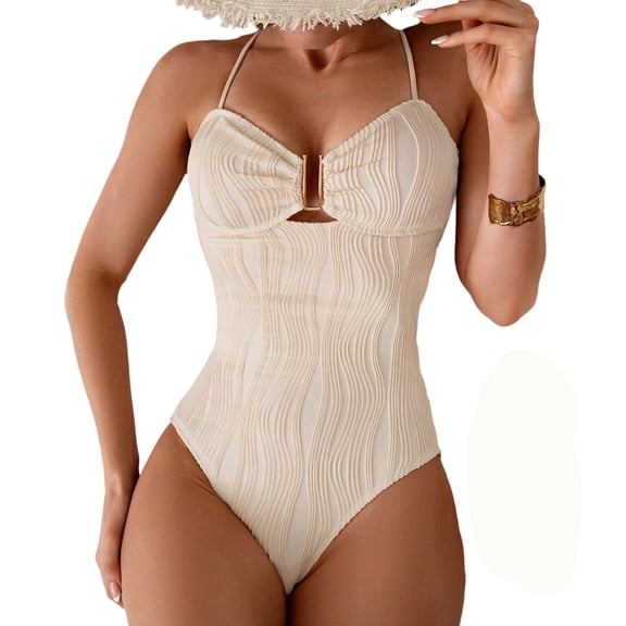 Tsesme One Piece Swimsuit for Women Strappy High Cut Bathing Suit Cutout U Wire Swim Suits
