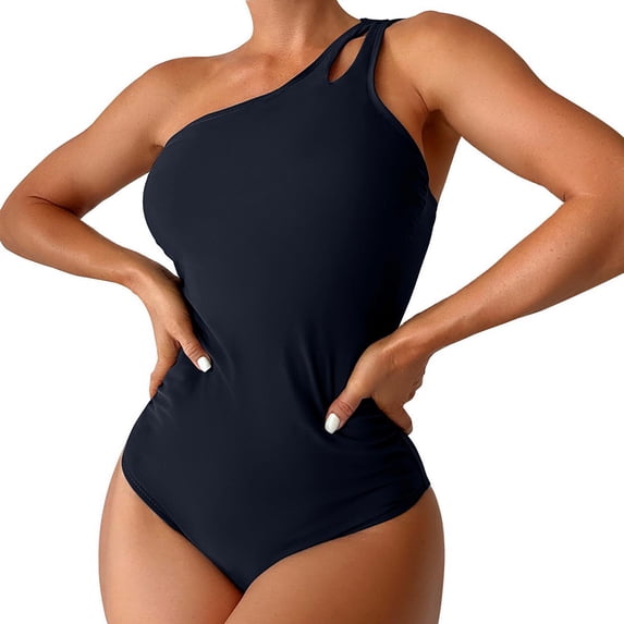 Tsesme One Shoulder Swimsuit Women One Piece Full Cup Bathing Suit Modest adjustable Straps Swimwear