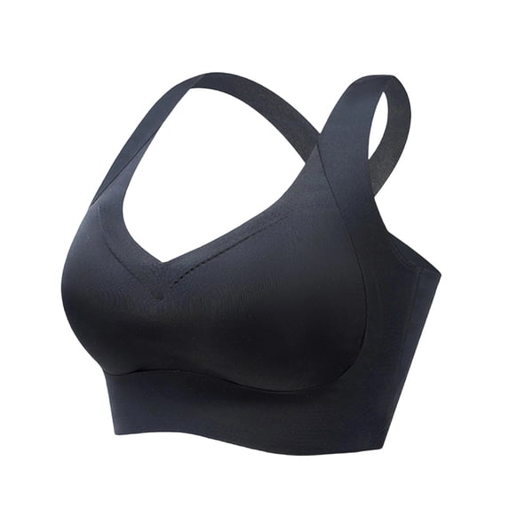 Tsesme Plus Size Seamless Bras for Women, V Neck Wireless Pus up Bra, Wide Cross Back Full Coverage Comfy Lingerie 3XL