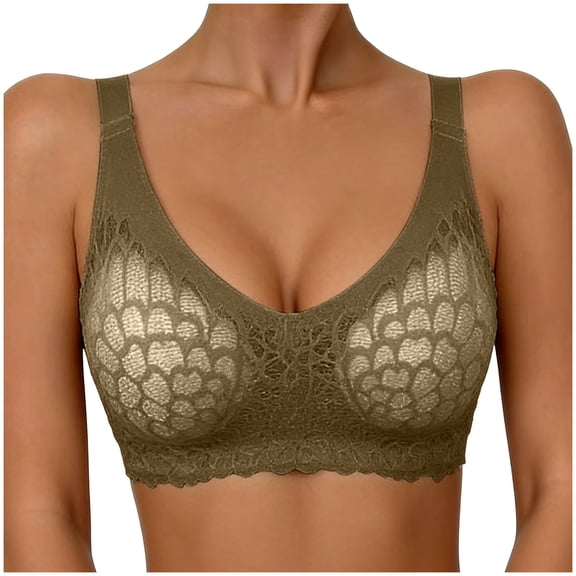 Tsesme Plus Size Women’s Lace No Underwire Bra Comfy Everyday Fall Cup Bra Soft Support Bralette