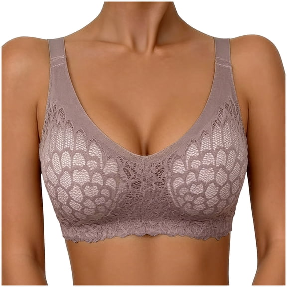 Tsesme Plus Size Women’s Lace No Underwire Bra Comfy Everyday Fall Cup Bra Soft Support Bralette