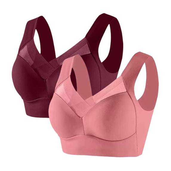 Tsesme Seamless Wireless Bras for Women 2 Pack Push up Lifting Full Cup Bras Comfy Push up Bralette Every Wear