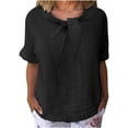 thumbnail image 1 of Tsesme Short Sleeve Shirts for Women Fashion Bow Tie Neck Solid Color Breathable T-Shirts Casual Fall Summer Tops, 1 of 6