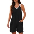 thumbnail image 1 of Tsesme Sleeveless Romper Shorts for Women Spaghetti Strap Shorts Jumpsuit Pleated Front Casual Overall Shorts with Pockets,Black,XXL, 1 of 8