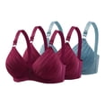 thumbnail image 1 of Tsesme Wireless Bra for Women Lace Embroidery Push up Padded Bralette Adjustable Straps Comfy Bras 3 Pack, 1 of 3